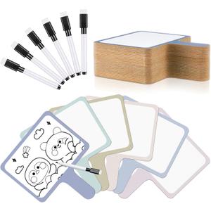 Henoyso 48 Pcs Dry Erase Answer Paddle with Markers Handheld Double Sided Paddles Colorful Flip Answer Dry Erase Paddles White Boards for Students Kids Score Boards Teacher(Rectangle Morandi Styles)