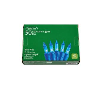 50 LED mini Lights Blue, Blue Wire 13.2 ft