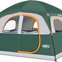 UNP Tents 6 Person Waterproof Windproof Easy Setup,Double Layer Family Camping Tent with 1 Mesh Door & 5 Large Mesh Windows -10'X9'X78in(H) (Dark Green)