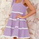 ZESICA Women's Summer Swing Mini Dress Casual Spaghetti Straps Sleeveless Smocked Backless Flowy A Line Sundress (Purple, M)