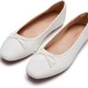 Women's Round Toe Ballet Flats Comfortable Bow Dressy Flats Shoes for Women, 7, A-white
