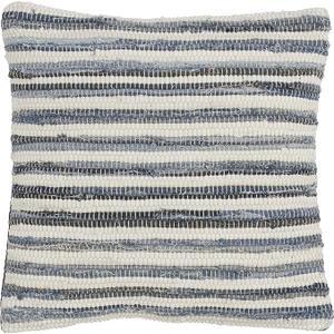 Striped Denim Chindi Throw Pillow, 100% Cotton,  Size: 18" x 18" Denim