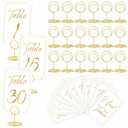 Thenshop 31 Sets Table Number Cards with Holders, 1-30 Numbers Head Table Card 2" Place Holder Stand for Wedding Anniversary Birthday Restaurant(Round,White, Gold)