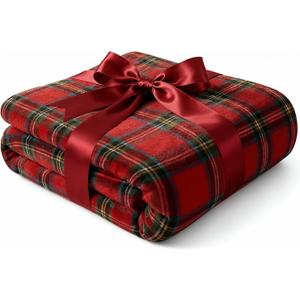 Ultra Soft Fleece Blanket Throw Size - Christmas Flannel Fleece Luxury Throw Blanket - Lightweight Throw for Couch, Bed, Chair - Warm & Breathable - Cozy Microplush Bedding - Christmas Tartan