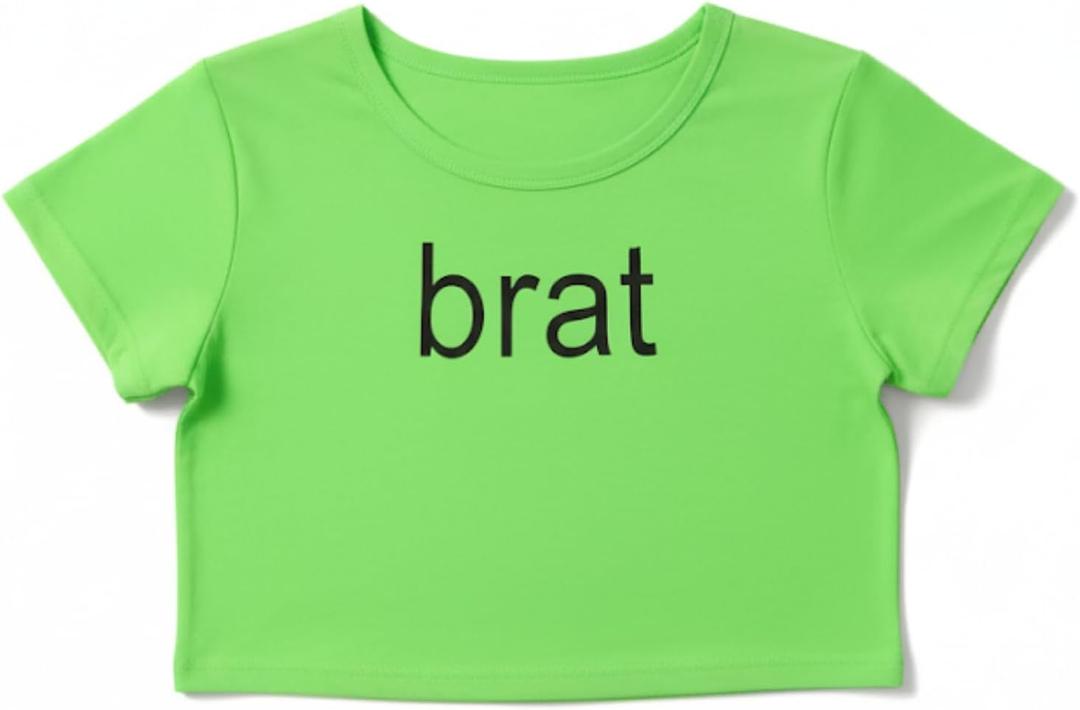Neon Green Brat Crop Top for Womens - Women Mens Tee Shirts Babe Party Cosplay Halloween Costumes (Medium)