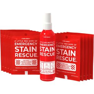 Emergency Stain Rescue Remover Spray  4oz Laundry Stain Remover for Clothes, Upholstery Fabric, Carpet - Works on Most Blood, Grass, Coffee, Mud, Grease & Oil (11 Piece Set)