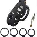 Male, Black Multifunctional Special Protective Cage, Easy to Wear, Portable, 4 Small Parts, One Key, BDSM Cage, F16