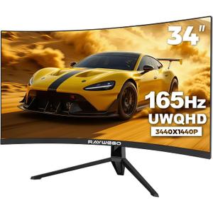 34 Inch Curved Ultrawide Gaming Monitor, UWQHD 165Hz, 1500R
3440x1440 21:9, 1ms MPRT, HDR, 300 nits, 127% sRGB, 99% DCI-P3, FreeSync, PIP/PBP, HDMI 2.0, DP 1.4