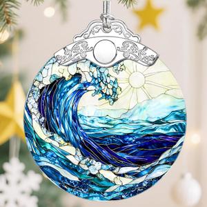 Christmas Ornaments, Christmas Tree Decorations, Keepsake Ornaments, Holiday Decor, Holiday & Xmas Gifts, Gifts for Ocean Lovers & Nature Lovers - Ocean Waves-Theme