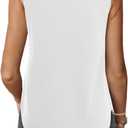 Avanova Sleeveless Blouses for Women V Neck Tank Top Work Business Casual Shirt White Small (White, S)