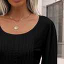 Womens Puff Long Sleeve Tunic Tops Pleated Scoop Neck Shirts Slim Fitted Elastic Business Casual Blouses (Black, M)