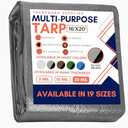 Large Waterproof Tarp - Heavy Duty 20 Mil Thick Poly Tarpaulin Ideal for Canopy Tents, Boats, RV or Pool Covers - Multipurpose Protective Tarps with Grommets for Indoor and Outdoor Use | 16' x 20'