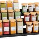 Spice Organizer, Spice Rack for Expandable 3-Tier, Spice Organization for Cabinet Expandable Width and Adjustable Height, Seasoning Organizer for Cabinet, Countertop, Pantry, Black