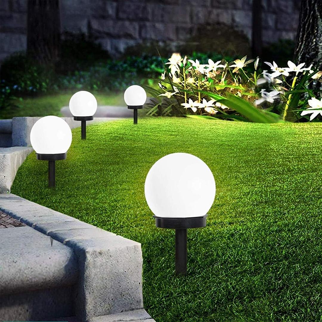 Solar Lights Outdoor, 8 Pack LED Solar Globe Powered Garden Light Waterproof for Yard Patio Walkway Landscape In-Ground Spike Pathway, Cold White