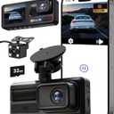 3 Channel Dash Camera for Cars,Capture Crisp 4K+1080P+1080P, Features 5G WiFi & App Control, Night Vision,24H Parking Mode,Loop Recording,170 Wide Angle,32GB Card Included(Black)