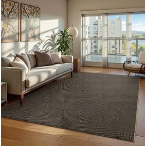 Moynesa Easy Jute Rug 8x10 Area Rugs for Living Room - 8x10 Rug Natural Fiber Rugs for Bedroom, Farmhouse Patio, Hand Woven Sisal Rug for Dining Room, Easy Care Carpet, Black (8' x 10')