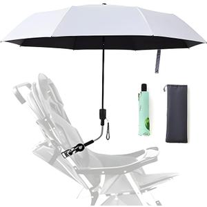 Universal Baby Stroller Sun Protection Parasol, with Umbrella Clip Fixing Device, UPF 90+ UV Protect Pushchair Sun Parasol (Silver)