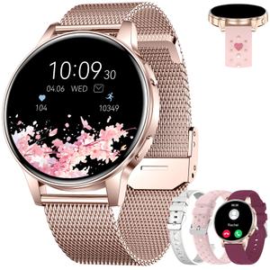 Erkwei Smart Watch for Women 4 Bands Make/Answer Calls 1.27" Touchscreen Fitness Tracker Compatible Android iOS Tracker Watch Pedometer Heart Rate Sleep SpO2