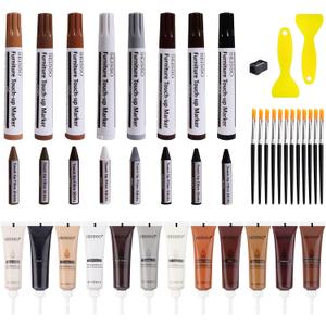 SEISSO Wood Furniture Repair Kit - Set of 42 Hardwood Laminate Vinyl Floor Repair Kit Wood Fillers, Markers and Wax Sticks - Used for Cover Ups Scratches, Stains, Holes for Table, Door, Cabinet