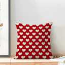 Valentines Pillow Covers 20x20 Inch 2 Pcs, Red Love Heart Decorative Throw Pillows for Couch, Valentine's Day Anniversary Outdoor Decor Pillowcase Linen Cushion Cover for Bed Sofa