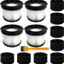 4 Pack DCV5011H HEPA Filter Compatible with DEWALT DCV501HB Cordless Handheld Vacuum, with 8 Foam Sleeve Filters & 1 Brush