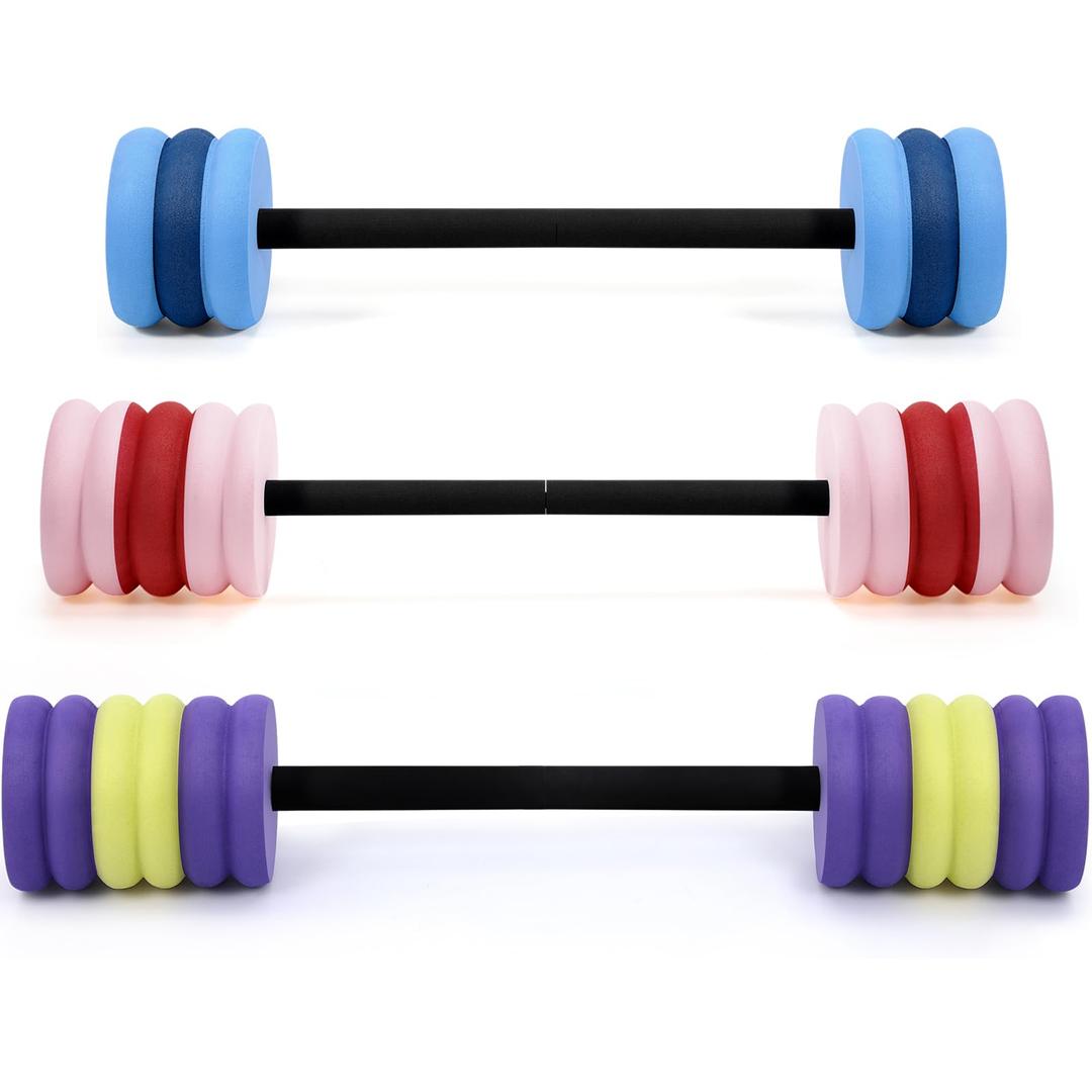 Soulchen 3 Pack Long Aquatic Exercise Dumbbells Pool Exercise Equipment Eva Foam Water Aerobics Equipment With High Density For Weight Loss Water Sport Fitness Tool(Multi-color,S/m/l Set)
