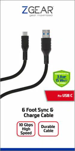 ZGear 6 Foot Sync Charge Cable For USB-C