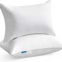 Oubonun 12 x 20 Lumbar Pillow (Set of 2) - 100% Cotton Cover - Rectangle Square Sofa Pillow Inserts - Decorative Pillow Pair - White Couch Pillow