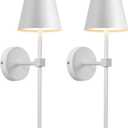 KDG Wireless Wall Sconces Set of 2, Small Cordless 5200mAh Rechargeable Battery LED Wall Lamps, Stepless Dimming Lightings for Wall Painting, Living Room, Bedroom, Hallway, Gifts, Night Light (White) ((Small) L4.5  H13  D6.5 inch)