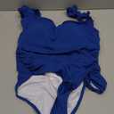 Eomenie Women's One Piece Swimsuit 2025 Tummy Control Square Neck Bathing Suit Ruffle Straps Ribbed Swimwear (Large, Royal Blue)