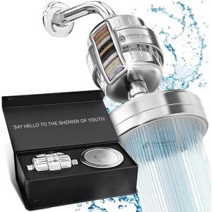 Shower Envy 5.0 Filtered Shower Head  15-Stage Water Softener with Vitamin C & E for Healthy Skin & Hair  High Pressure, Hard Water Purifier  2 Cartridges Included
