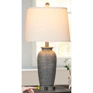 CINSARY 25" Farmhouse Jar Table Lamps, 3 Way Touch Control Rustic Bedside Lamps with USB A+C Ports & AC Outlet, Pot Nightstand Lamps for Bedroom Living Room (LED Bulbs Included), Set of 1