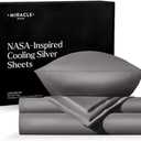 Miracle Made Luxe Soft Cotton Bed Sheet Set, 5-Piece Silver-Infused Cooling Fabric Lightweight, Hypoallergenic Bedding for Hot Sleepers, Split King Size (Grey, Luxe)