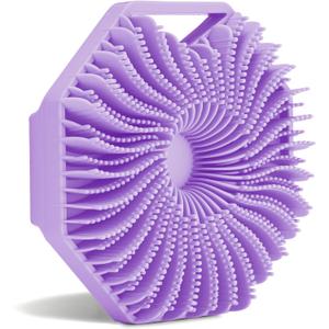 Sud Scrub Antimicrobial Silicone Body Scrubber, Exfoliating Body Scrubber for Sensitive Skin, Eco Friendly Shower Scrubber for Body, Silicone Body Brush for Showering, Purple