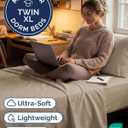 Twin XL Size 3 Piece Sheet Set - Comfy Breathable & Cooling Sheets - Hotel Luxury Bed Sheets for Women & Men - Deep Pockets, Easy-Fit, Soft & Wrinkle Free Sheets - Heathered Beige Oeko-Tex Bed Sheets