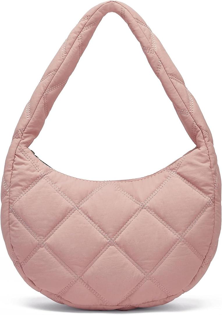 CORALDAISY Puffer Tote Bag for Women Lightweight Tote Bag with Zipper, Large Work Bag Quilted Travel Puffy Shoulder Handbag