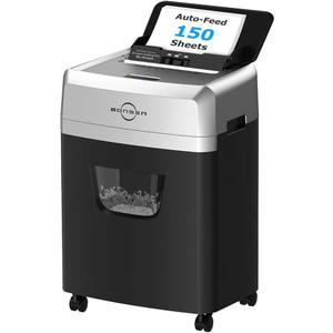 BONSEN 150-Sheet Autofeed Paper Shredder for Office, Heavy Duty Micro-Cut Shredder with 6 Gallon Large Bin, 60 Mins Running Time, P-4 High Security Level for Home Office Use