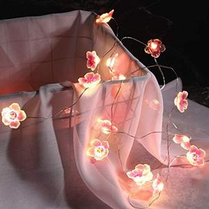 Mudder 2 Pieces Cherry Blossom Lights LED Flower String Light Blossom Decor Battery Wire Fairy LED Garland for Birthday Wedding Bedroom Party Decoration(6.6 ft,Cherry)