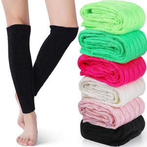 Satinior 6 Pairs Leg Warmers for Women Warm Winter Christmas Boho Long Boot Socks Knitted Sleeve Cable Socks for Y2k Party (Bright Color)