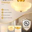 Semi Flush Mount Ceiling Light Fixture 14" Vinatge Gold Ceiling Lights Mid Century Modern Milk White Glass Close to Ceiling Lighting Fixtures for Bedroom Hallway Kitchen Laundry Room Bathroom