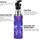 Wolf Water Bottle Wolf Cups Galaxy Water Bottle for Kids Girls with Straw Lid Wolves Insulated Stainless Steel Water Flask Sport Gym 20 oz