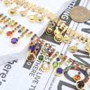 Bijou Joon 2 Yards Colorful Gold Rhinestone Trim by the Rhinestone Chain Tassel Sew Fringe Bedazzling for Crafts Dress Embellishments Wedding Clothes Straps Decoration