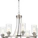 MELUCEE Modern Chandelier Brushed Nickel Finish 8 Lights, Dining Room Lighting Fixtures Hanging Industrial Pendant Lighting for Kitchen Island Foyer Restaurant