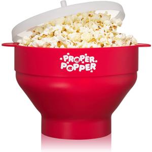 The Original Proper Popper Microwave Popcorn Popper, Silicone Popcorn Maker, Collapsible Bowl BPA Free & Dishwasher Safe - (Red)