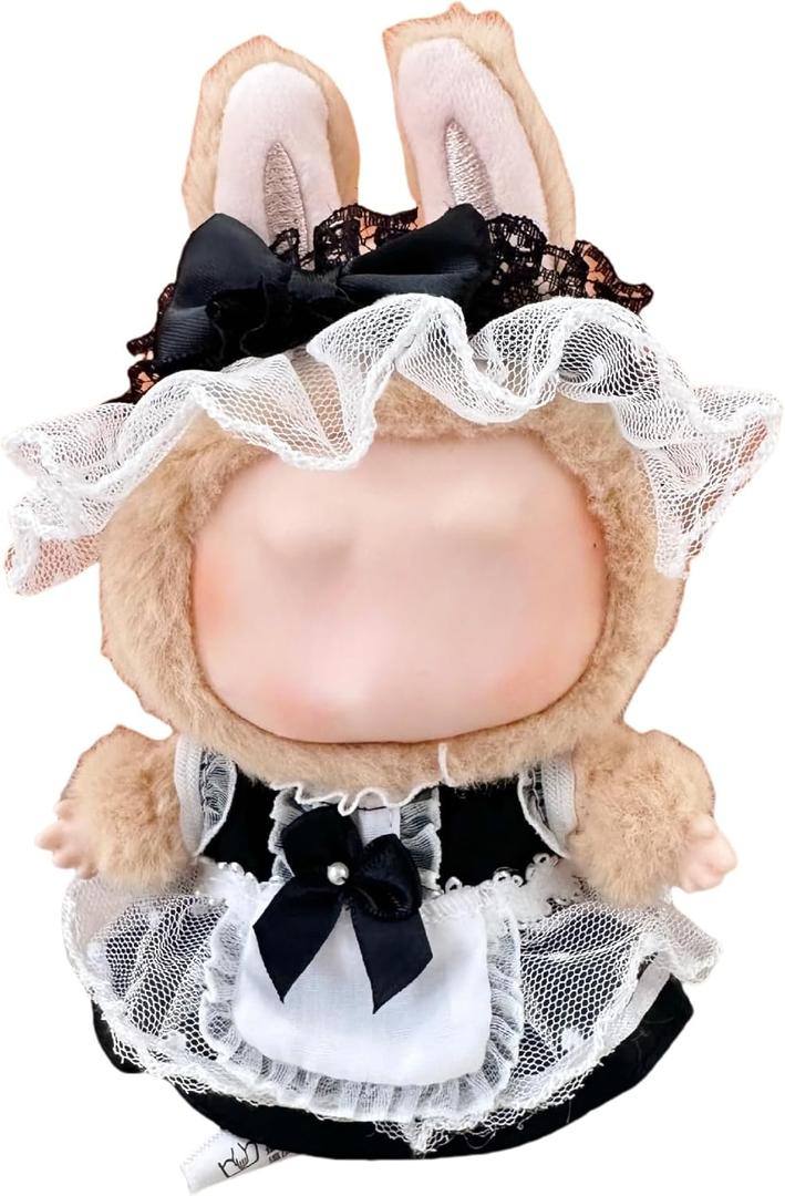 2 x Cute Doll Clothes (No Doll), 17cm Doll Outfit Fashion Overalls Set Dress Up Clothes Handcrafted Accessories Stylish (Colour F)