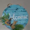 Teal Turquoise Welcome Sign for Front Door Decor Welcome Wreath Sign with Porch Hanging Bow for Farmhouse Wedding Gifts