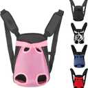 Inspack Dog Backpack Carrier/Cat Carrier, Adjustable Pet Front Carriers Travel Bag for Puppy Medium Dogs, Legs Out, Soft Ventilated Doggie Chest Carry Backpacks for Hiking/Camping, 2.5-4 lbs, Pink