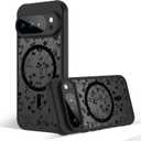 Magnetic Case for Google Pixel 10 Pro XL [Compatible with MagSafe] Black Flower Floral Pattern Case for Women Girls Soft TPU Bumper Hard PC Back Anti-Fall Shockproof Protective Slim Cover (Flower Branch 2)