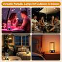Portable Table Lamp for Outdoor Indoor: Cordless Rechargeable Desk Lamp with 10 Colors - Shower Lamp with Stepless Dimmable - Metal Battery Operated Lantern Light for Bedroom/Bar/Coffee Shop/Camping