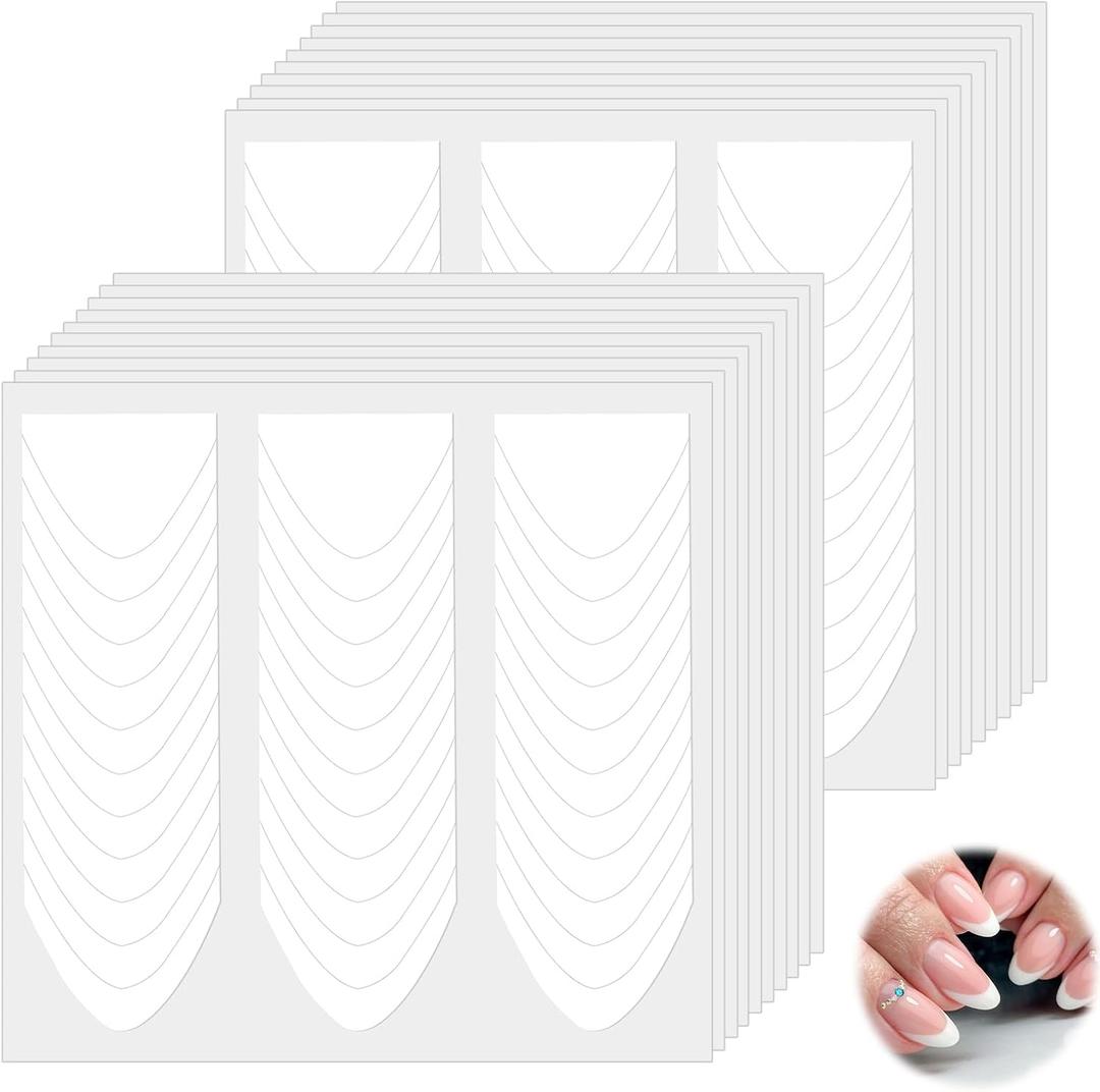 French Manicure Strips, 1440 Pcs 40 Sheets Self-Adhesive Nail Guide Tips French Tip Nail Stickers for Women Manicure, V-Shaped